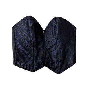Kenko Corset cropped sweetheart neck size 34 A black purple pearl detail